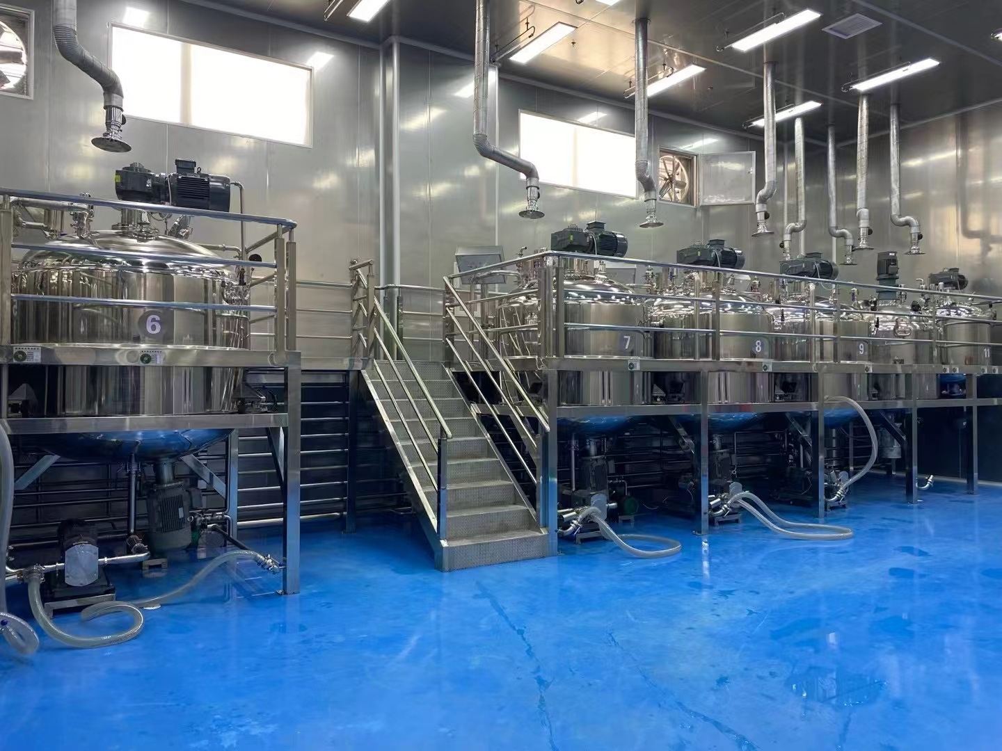 Stainless steel production equipment inside a manufacturing facility